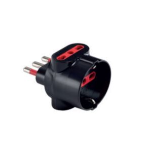 Adattatore Spina 16A 2 Bipasso 1 Schuko Nera